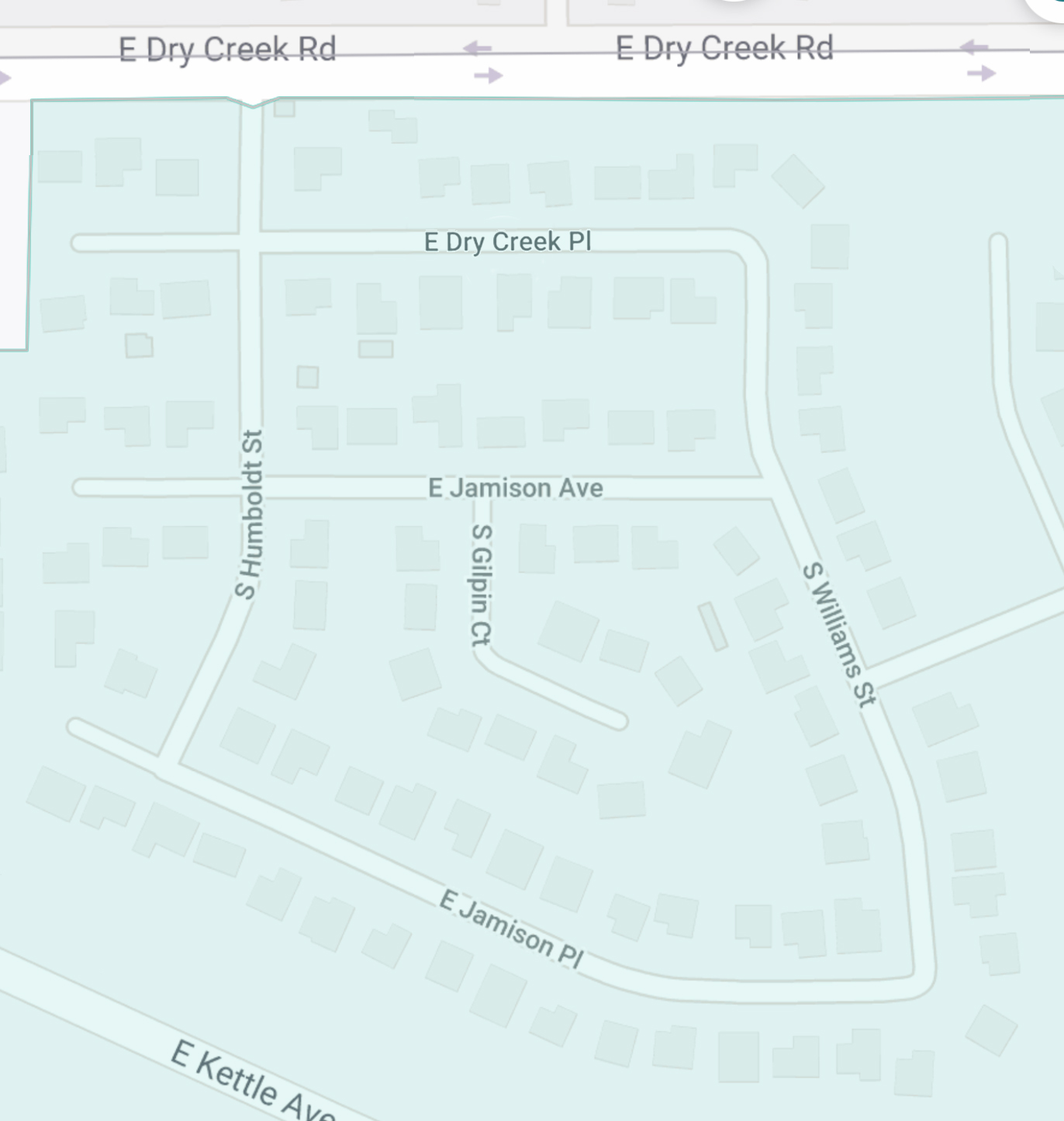 Digital map of Arapahoe Highlands neighborhood